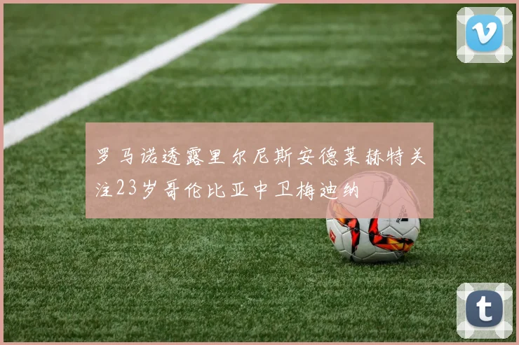 罗马诺透露里尔尼斯安德莱赫特关注23岁哥伦比亚中卫梅迪纳